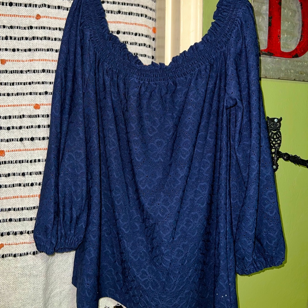 Micheal Kors off the shoulder blue top